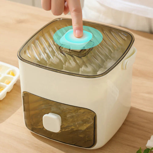 Convenient Ice Storage Container with Pressure Mechanism