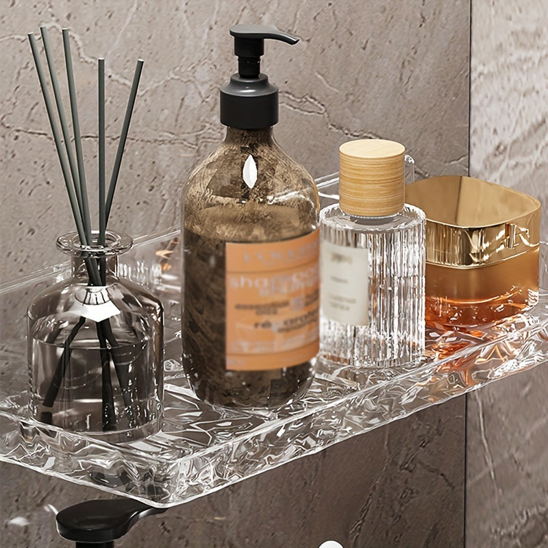 LuxeNook | Wall-Mounted Bathroom Sink Shelf with Hollow Drainage - Plastic Organizer for Bathroom Storage