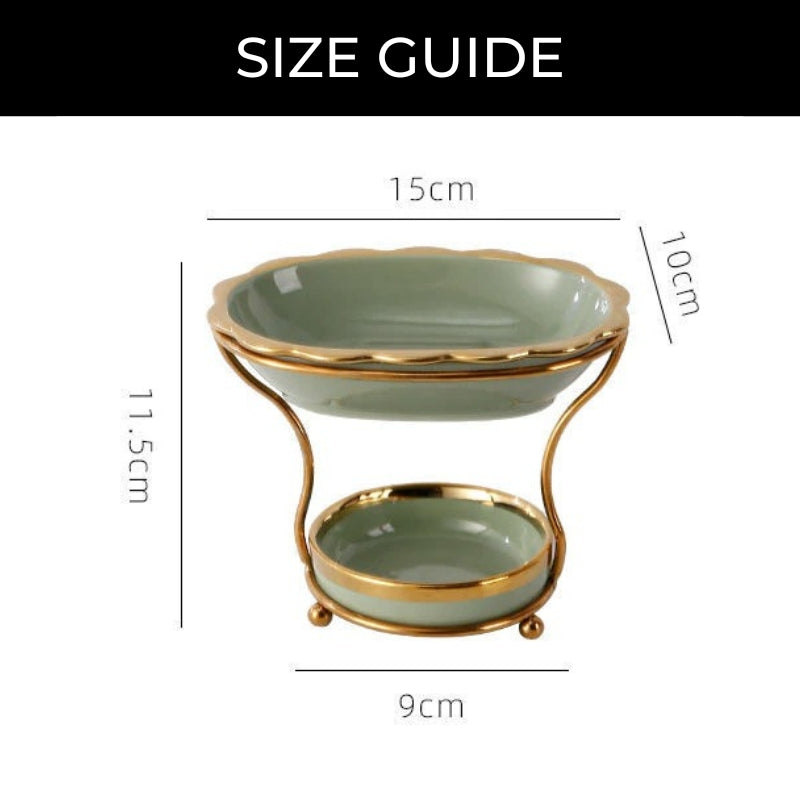 LuxeDish | Sophisticated Ceramic Soap Dish with Elevated Draining Rack for the Bathroom - Premium Soap Holder