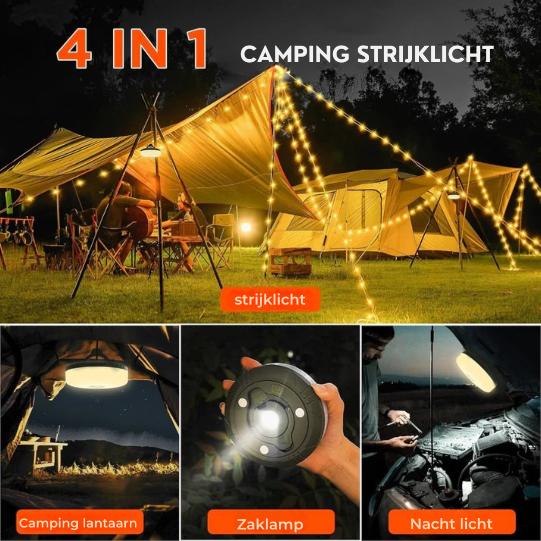 Versatile 4-in-1 Camping Lamp: Lantern, Power Bank, and 10m String Lights