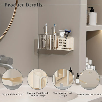 BristleHub | Wall-Mounted Electric Toothbrush Organizer with Drainage Holes for Bathroom