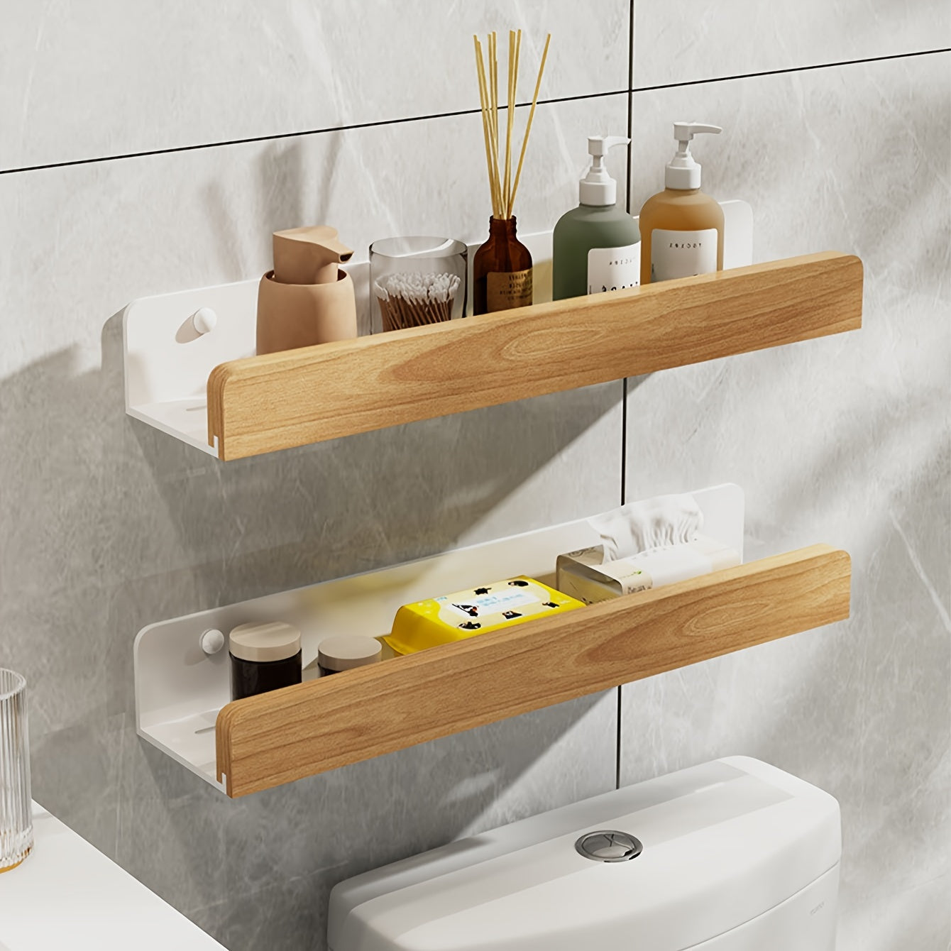 RustiRack | Wall-Mounted Bathroom Storage Rack - Drill-Free Shower Organizer