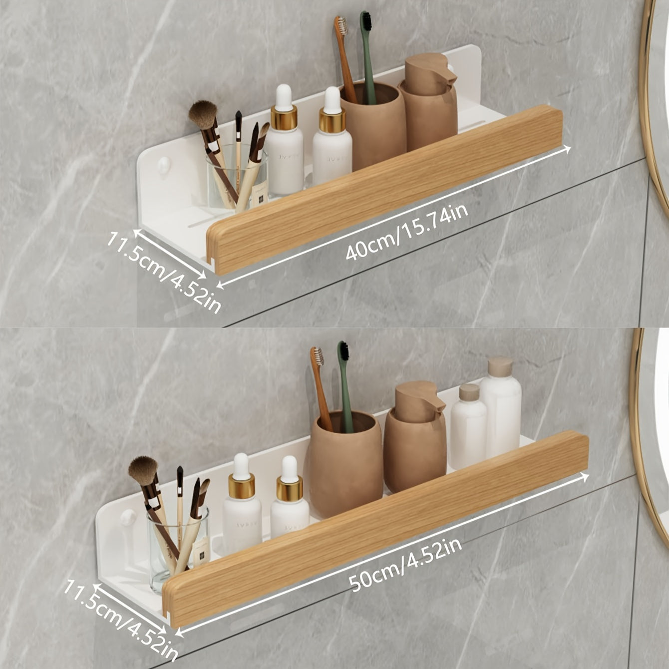 RustiRack | Wall-Mounted Bathroom Storage Rack - Drill-Free Shower Organizer