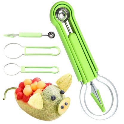 3-in-1 Stainless Steel Fruit Slicer Set – Slice, Scoop, and Hollow
