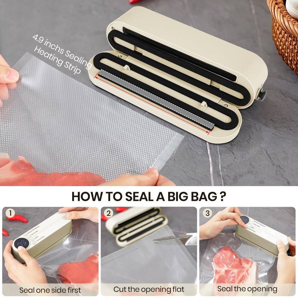 Cordless Vacuum Sealer – Extend Food Freshness for Up to 5 Times Longer
