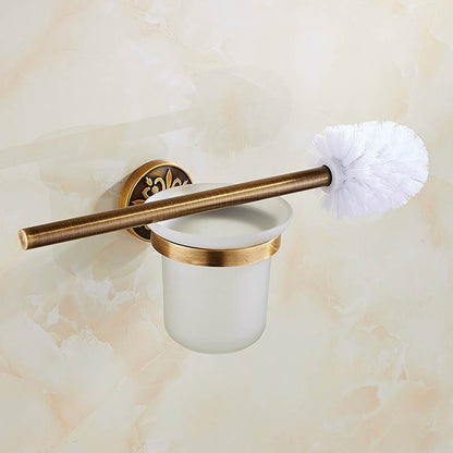 HeritageRust Antique Bronze Bathroom Fixture Set - Towel Rail, Toilet Paper Holder & Brush Holder in Aluminium