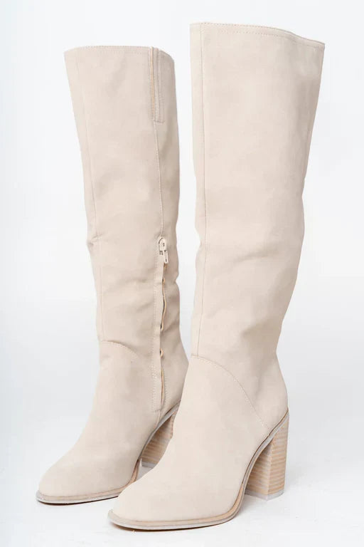 Beige Ankle Boots with High Heels