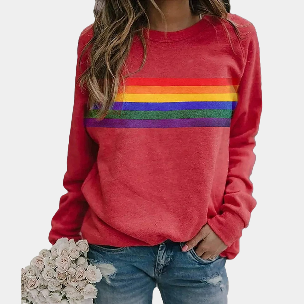 Divina | Women's Casual Hoodie with Rainbow Detail