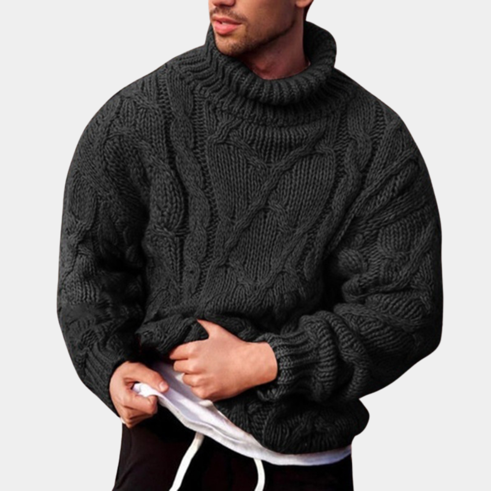 JEVO - Men's High Neck Knitted Winter Sweater