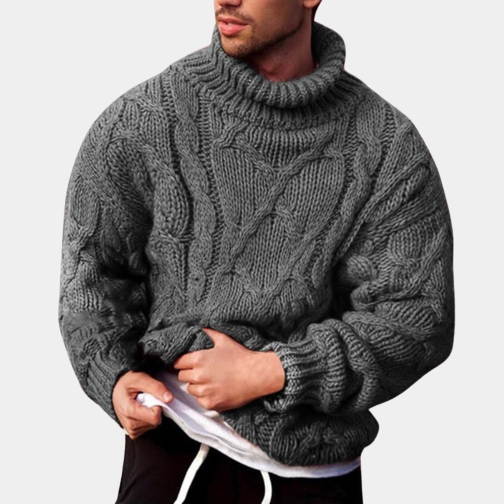 JEVO - Men's High Neck Knitted Winter Sweater