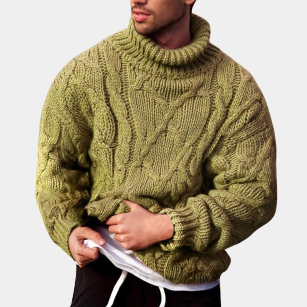 JEVO - Men's High Neck Knitted Winter Sweater