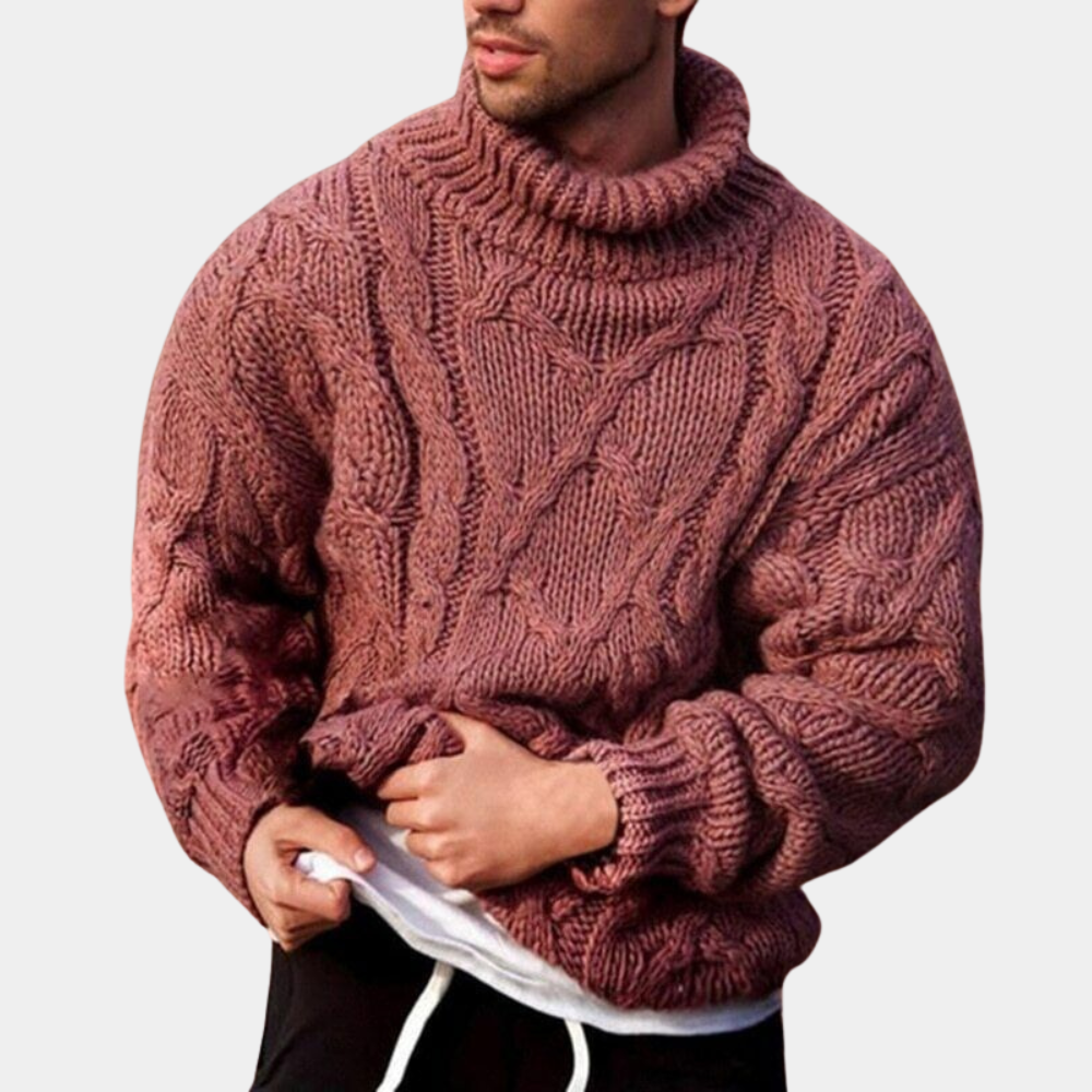 JEVO - Men's High Neck Knitted Winter Sweater