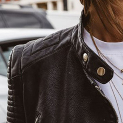 Stylish Women's Leather Jacket with Timeless Design