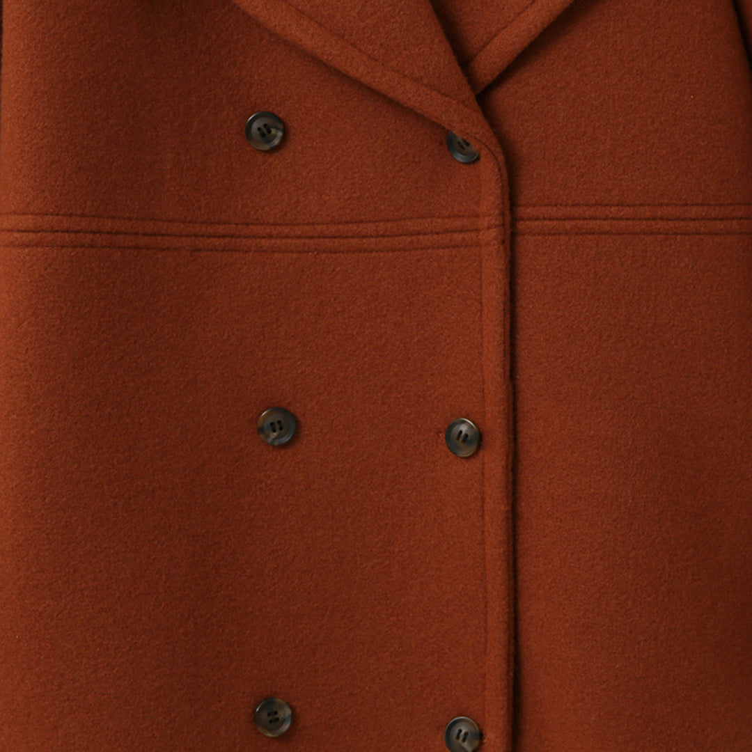 Women's Double-Breasted Long Wool Coat – Ideal for Fall