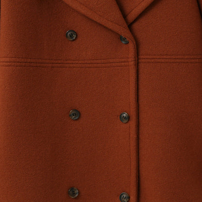 Women's Double-Breasted Long Wool Coat – Ideal for Fall