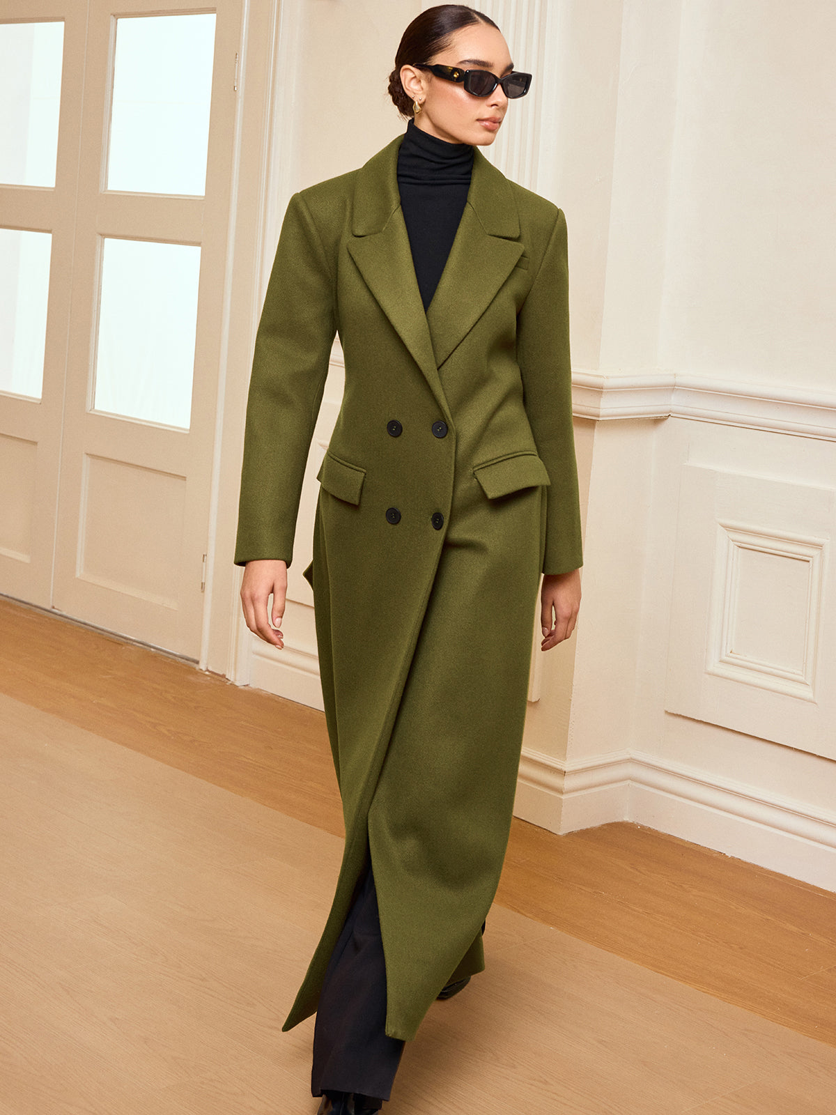 Guinevere | Long Belted Double-Breasted Coat