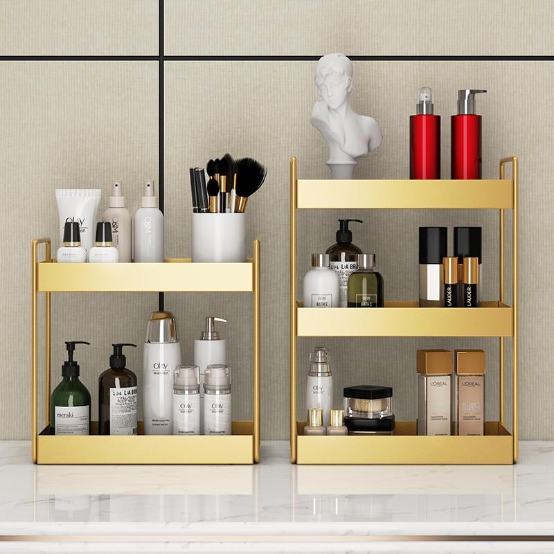 EleganceTray | Premium Gold Metal Storage Tray - Sleek Vanity & Bathroom Organizer