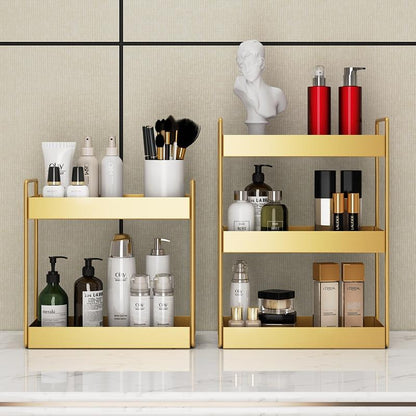 EleganceTray | Premium Gold Metal Storage Tray - Sleek Vanity & Bathroom Organizer