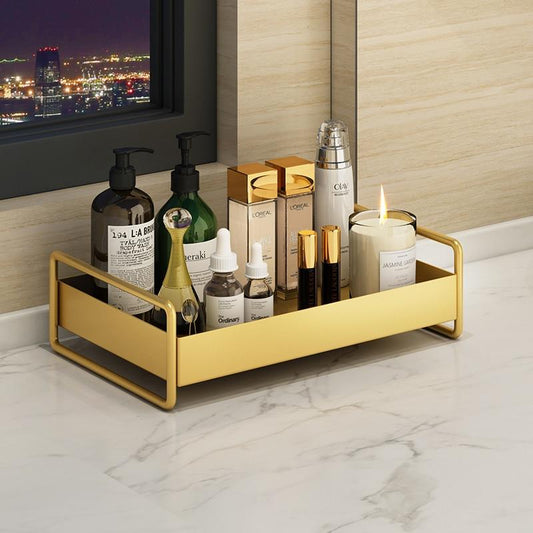 EleganceTray | Premium Gold Metal Storage Tray - Sleek Vanity & Bathroom Organizer