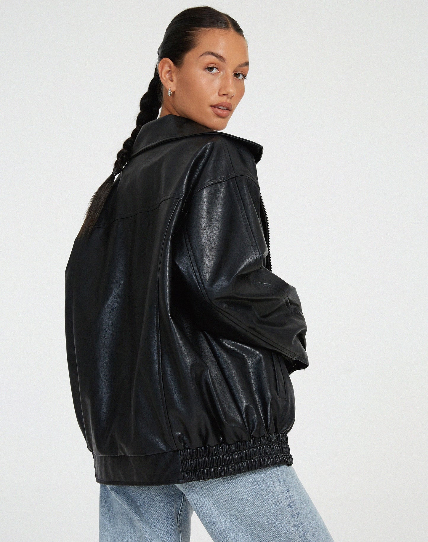 Stylish Oversized Lightweight Leather Jacket for Women