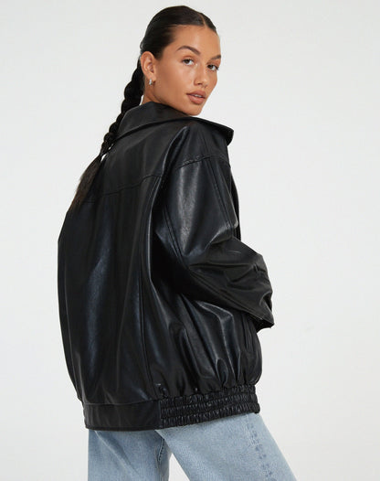 Stylish Oversized Lightweight Leather Jacket for Women