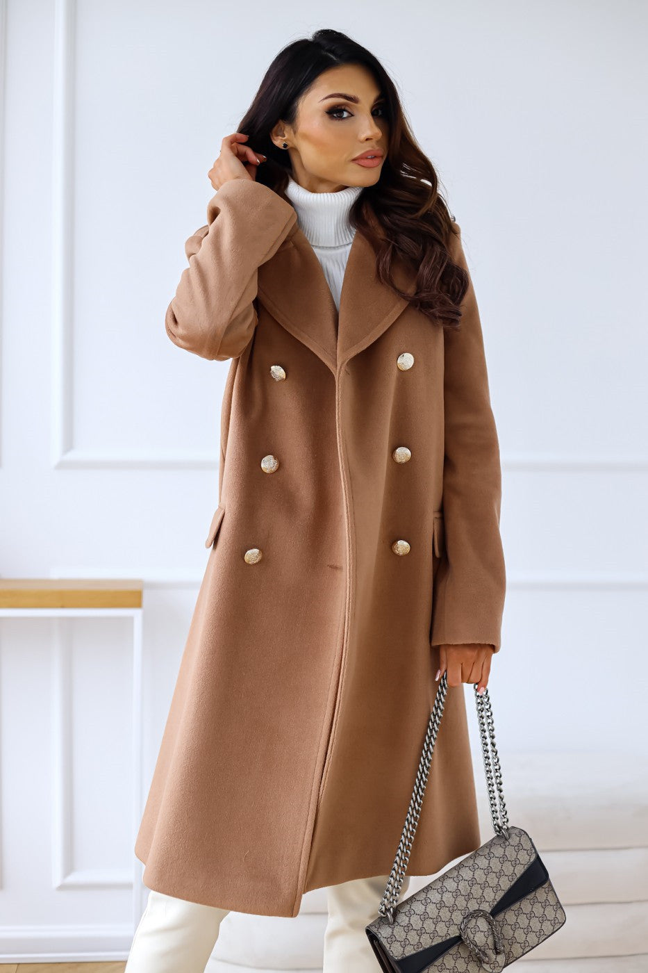 Adelina | Women's Double-Breasted Wool Trench Coat for Winter Elegance