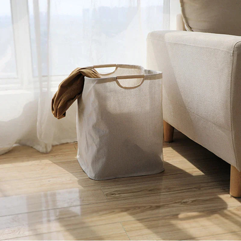 LinenBin | Japanese-Style Cotton-Linen Laundry Basket - Foldable and Durable Storage Solution for Clothes and Linens