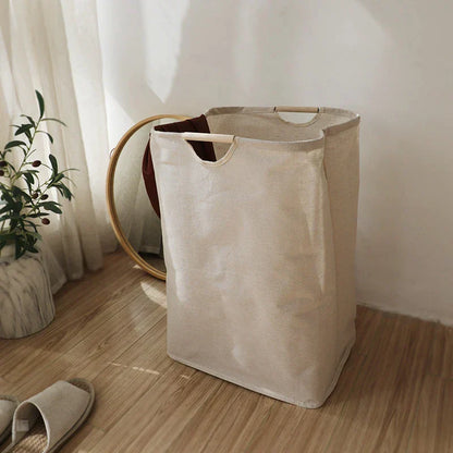 LinenBin | Japanese-Style Cotton-Linen Laundry Basket - Foldable and Durable Storage Solution for Clothes and Linens