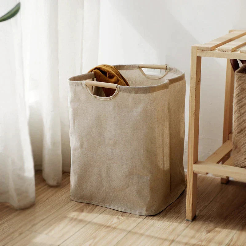 LinenBin | Japanese-Style Cotton-Linen Laundry Basket - Foldable and Durable Storage Solution for Clothes and Linens
