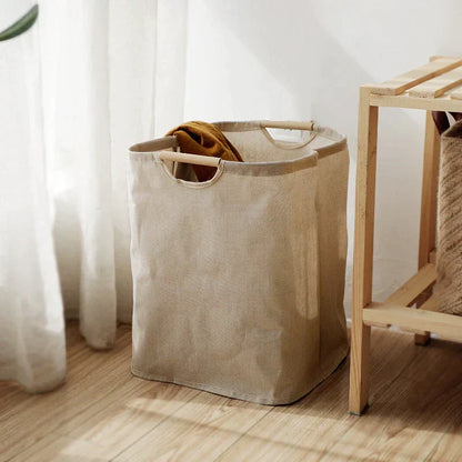 LinenBin | Japanese-Style Cotton-Linen Laundry Basket - Foldable and Durable Storage Solution for Clothes and Linens