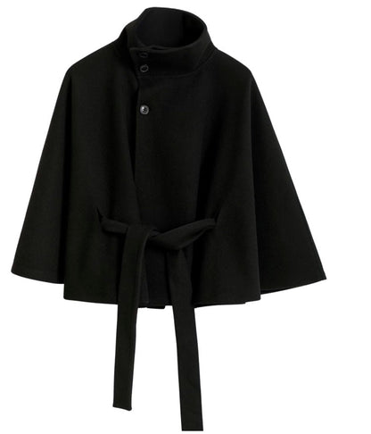 Clara Capejacket | Women's High-Collar Coat with Cape Sleeves and Belt