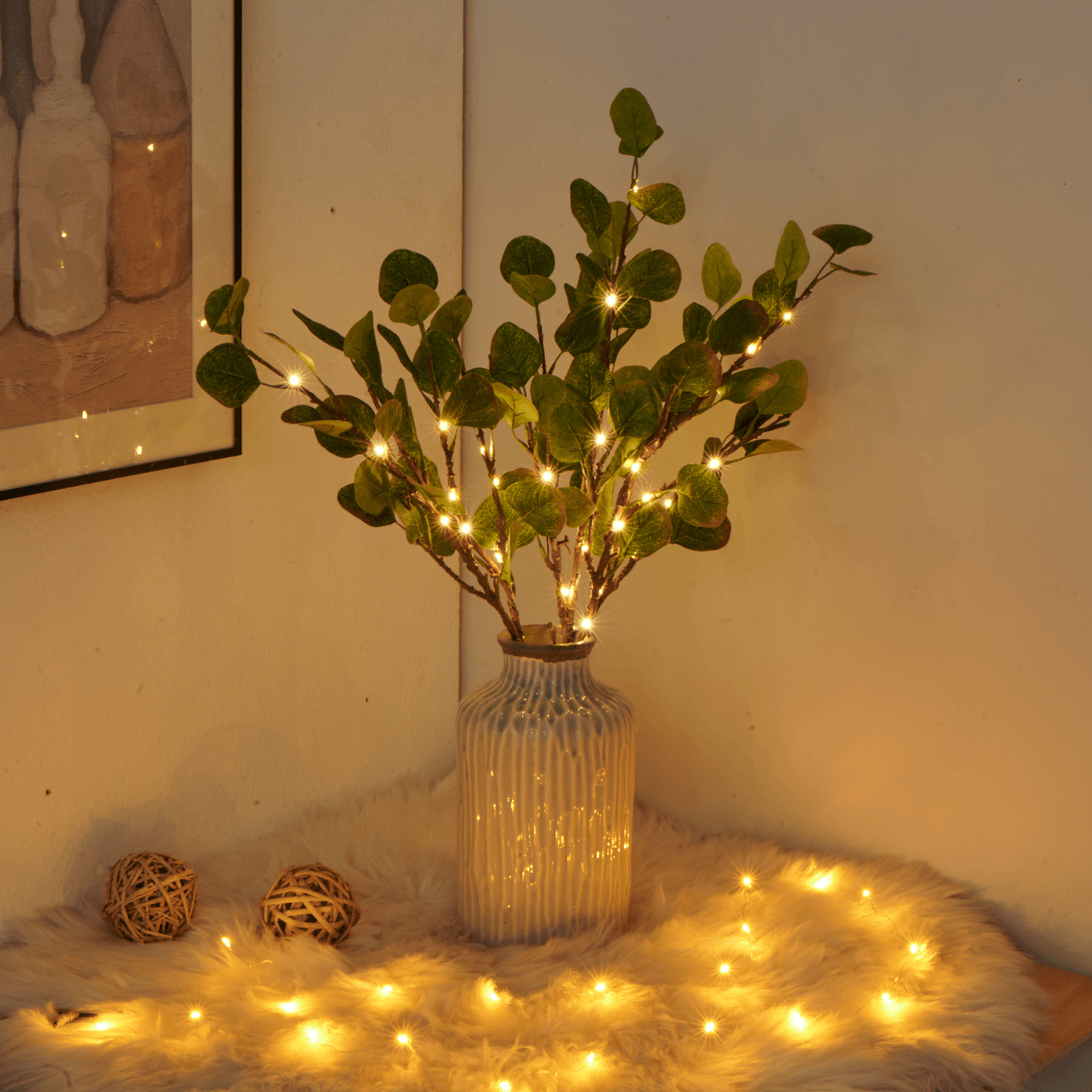 Fairy Light-Embellished Olive Branch