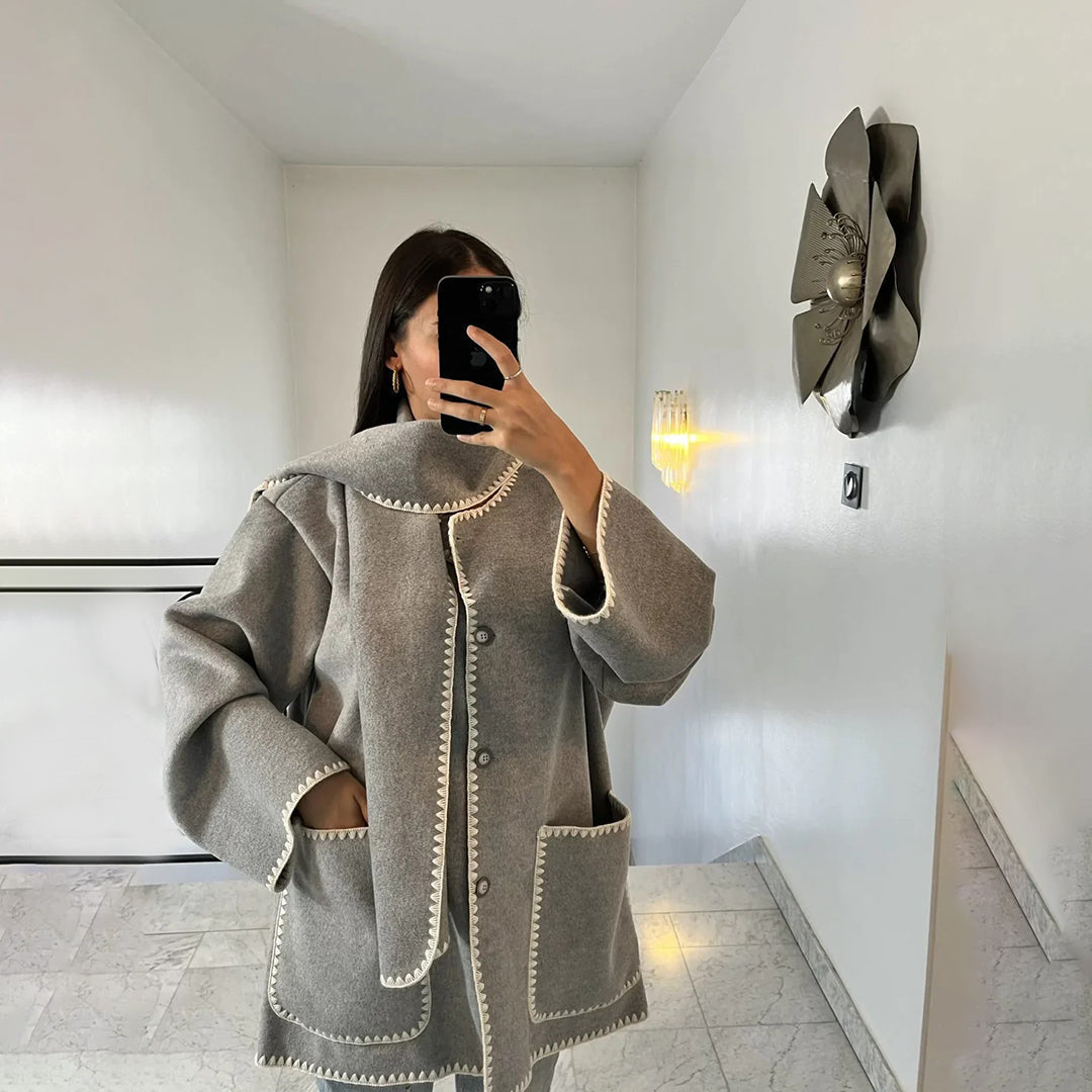 LATRICE - Stylish Coat with Matching Scarf