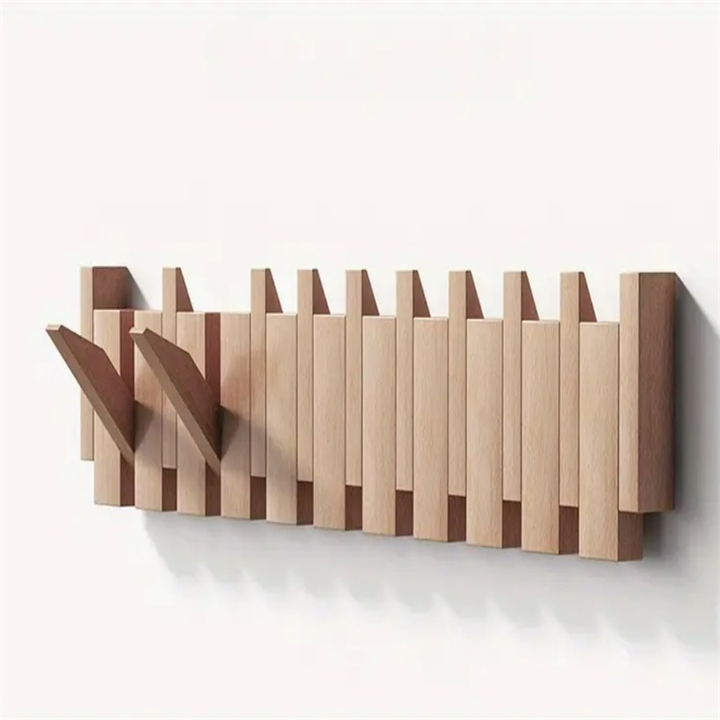 Collapsible Wooden Hanger with Handy Hooks
