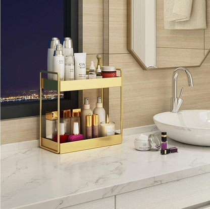 EleganceTray | Premium Gold Metal Storage Tray - Sleek Vanity & Bathroom Organizer