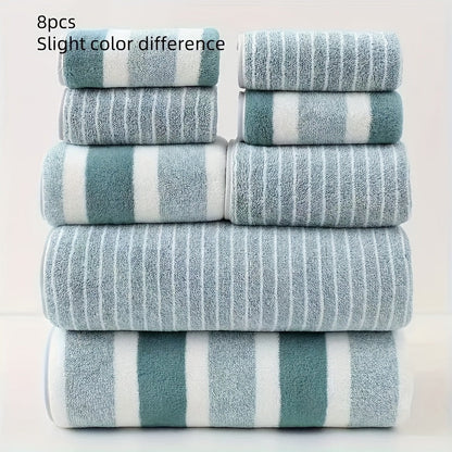 AquaPlush 8-Piece Coral Fleece Bath Towel Set - Ultra Absorbent & Quick-Drying