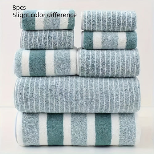 AquaPlush 8-Piece Coral Fleece Bath Towel Set - Ultra Absorbent & Quick-Drying