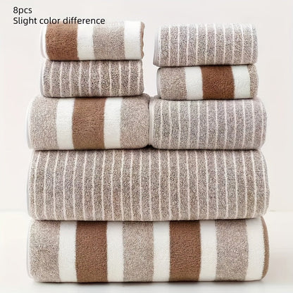 AquaPlush 8-Piece Coral Fleece Bath Towel Set - Ultra Absorbent & Quick-Drying