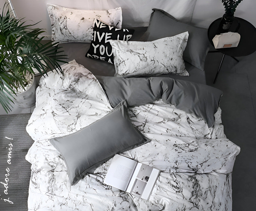 Velitra - Elegant 3-Piece Marble Print Bedding Set