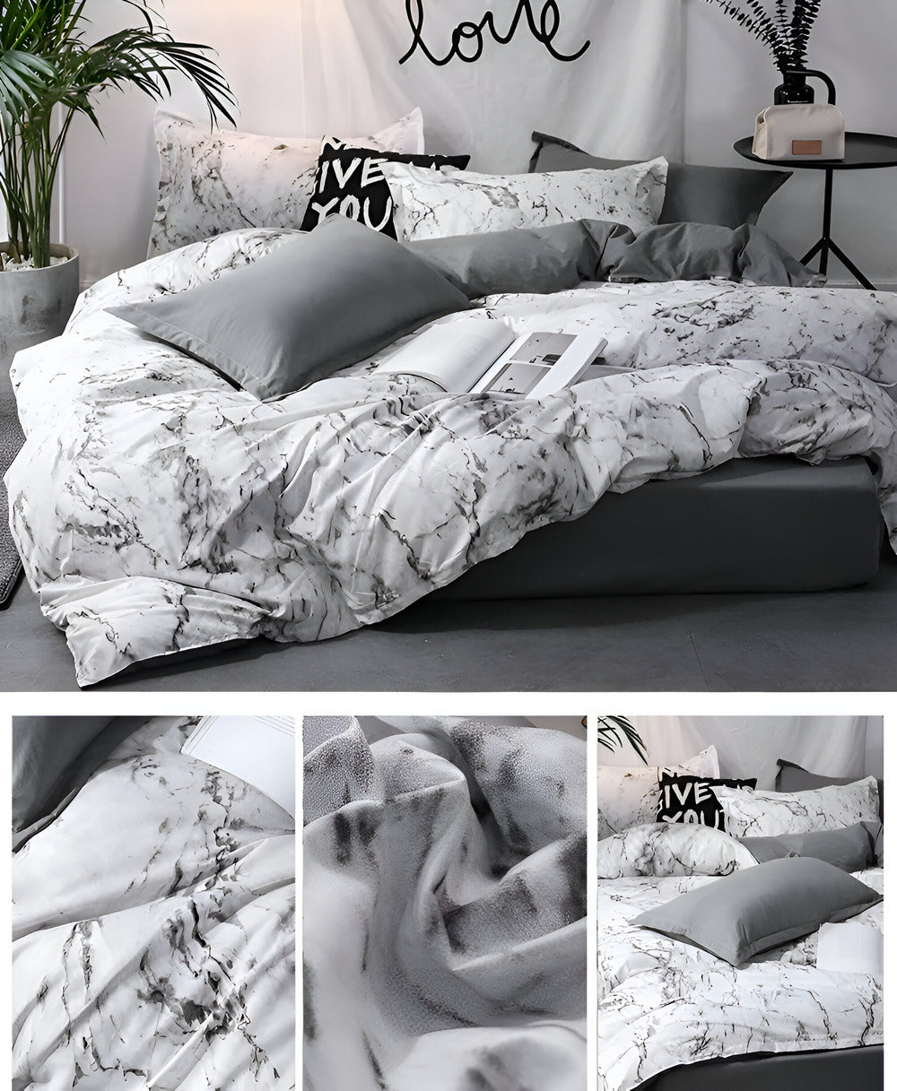 Velitra - Elegant 3-Piece Marble Print Bedding Set