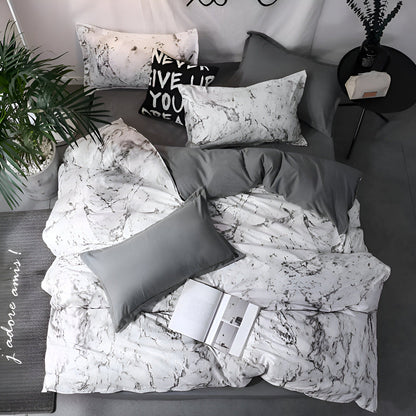 Velitra - Elegant 3-Piece Marble Print Bedding Set