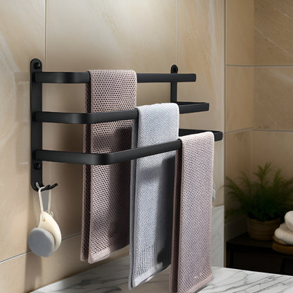 HangEase | 3-Tier Wall-Mounted Towel Organizer - Space-Saving Aluminium Bathroom Storage
