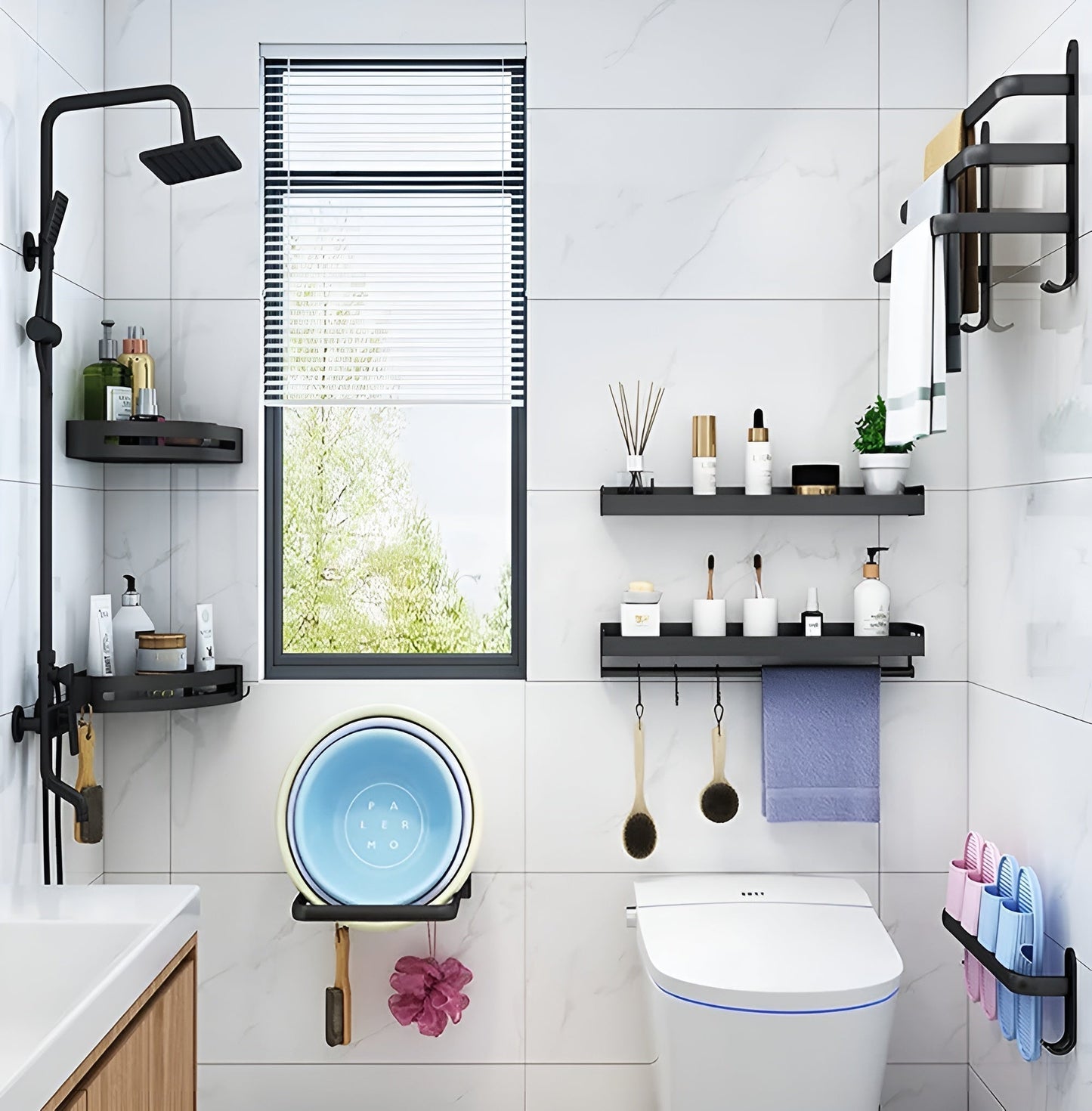 HangEase | 3-Tier Wall-Mounted Towel Organizer - Space-Saving Aluminium Bathroom Storage