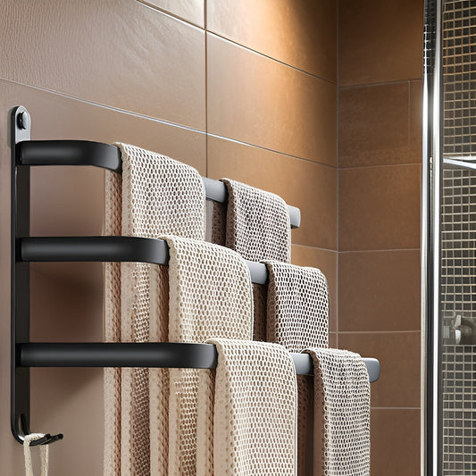 HangEase | 3-Tier Wall-Mounted Towel Organizer - Space-Saving Aluminium Bathroom Storage