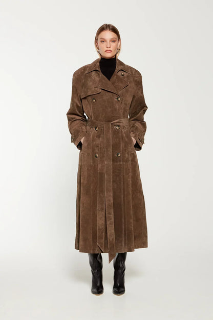 Valeria Luxe Suede Trench Coat