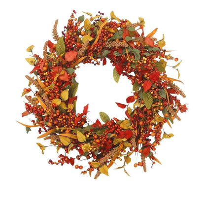 40 cm Autumn Door Wreath with Berries and Pine Cones – Natural Decor for Halloween and Thanksgiving