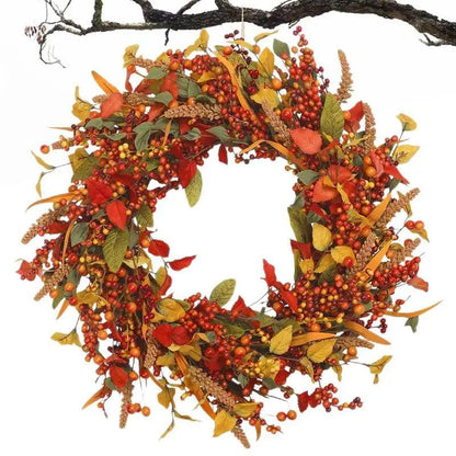 40 cm Autumn Door Wreath with Berries and Pine Cones – Natural Decor for Halloween and Thanksgiving