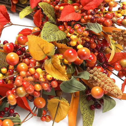 40 cm Autumn Door Wreath with Berries and Pine Cones – Natural Decor for Halloween and Thanksgiving