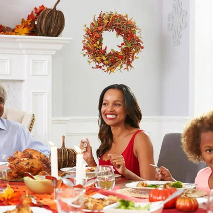 40 cm Autumn Door Wreath with Berries and Pine Cones – Natural Decor for Halloween and Thanksgiving