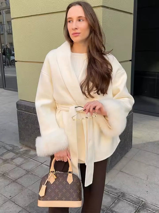 Chic Women's Lace-Up Winter Coat – Stylish and Elegant, Available in Multiple Sizes